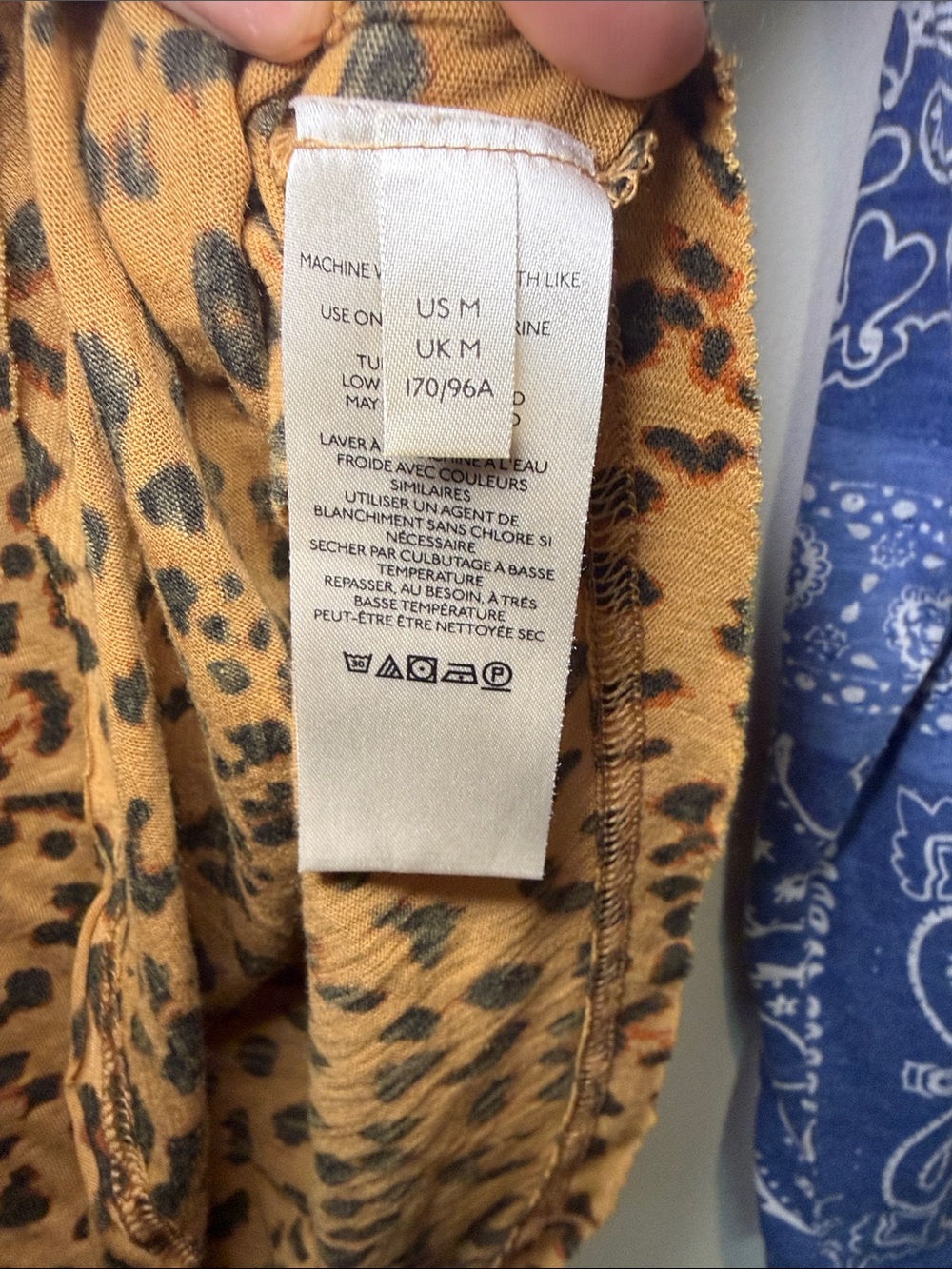 We The Free Blue & Brown Leopard Raglan V-Neck Top with Bandana Sleeves - Picture 4 of 5